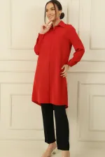 Fake Pocket Button-Front Charmi Shirt Tunic