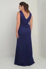 Robe longue en tulle grande taille pour femme, décolleté en V devant et dos, doublure sur le devant, imprimé floral 3D moucheté.