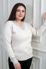 Chemisier grande taille à col en V pour femme, orné de paillettes