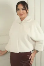 Kadın Taş Tokalı Astarlı Kürk Ceket