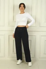 Pantalon Palazzo taille élastique avec poches pour femme Oysho