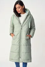 Hooded, Lined Long Oversized Puffer Coat