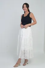 Kadın Beli Lastikli Astarlı Karışık Desenli Tül Etek