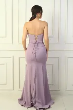 Robe de soirée longue sirène à bretelles, dos lacé, doublée et à armatures pour femme