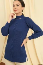 Pull tunique de sport à col bas et motif tricoté