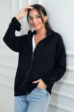 Gilet en tissu Osyho pour femme, avec fermeture éclair sur le devant, poche cargo et détail de boucle.