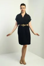 Women's Dress with Patch Pockets and Belt Waist
