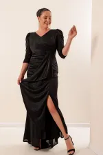 Robe grande taille à volants, doublée et pailletée