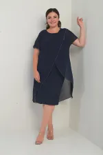 Robe pailletée en mousseline de soie et lycra pour femme, grande taille, avec détails en pierre