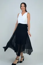 Kadın Yanları Kısa Astarlı Uzun Tül Etek