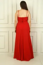 Robe longue en mousseline de soie grande taille pour femme, drapée sur le devant, avec bretelles en corde et doublure