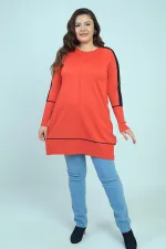 Blouse tunique grande taille pour femme avec manches rayées