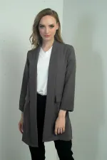 Shawl Collar Lycra Long Jacket
