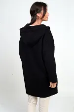 Gilet en boucle confortable à capuche et poche zippée pour femme