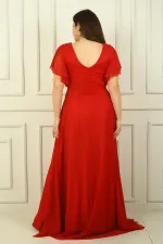 Robe de soirée grande taille pour femme, décolleté en V devant et dos, taille cintrée, doublée et pailletée