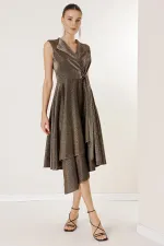 Double-Breasted, Belted, Glittery Dress