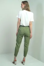 Kadın Beli Lastikli Yandan Cepli Havuç Paça Pantolon