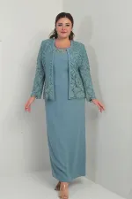 Beaded and Lace Lined Dress and Jacket Set, Plus Size, Two-Piece