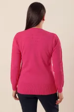 V Yaka Kolları Modelli Yanları Yırtmaçlı Büyük Beden Akrilik Kazak