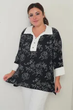 Kadın Patlı Yaka Çiçek İşlemeli B.B Bluz