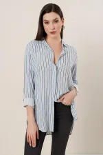 Oversized Shirt with Vertical Stripes