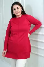 Blouse tunique grande taille pour femme en fil froid avec manches boutonnées