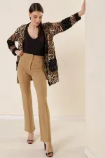 Kadın Yüksek Bel Toparlayıcı Çımalı Palazzo Pantolon