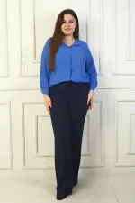 Pantalon palazzo grande taille pour femme avec taille élastique