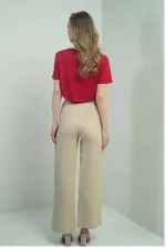 Women's Muslin Palazzo Pants with Elastic Waist and Pockets