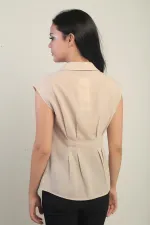 Chemise sans manches pour femme avec taille plissée