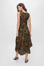 Ethnic Pattern Asymmetrical Viscose Dress