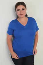 Women's V-Neck Lycra Plus Size Blouse