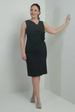 Robe mi-longue grande taille pour femme, col en V, doublure intérieure, détails floraux 3D