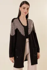 Pulpayet Detaylı Cepli S Desenli Likralı Hırka