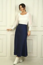 Jupe longue en satin pour femme avec taille élastique