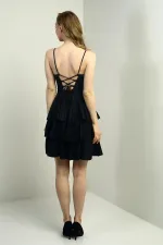 Robe courte à bretelles scintillantes et superposées pour femme