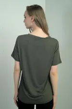 Women's Glittery V-Neck Short Sleeve Blouse