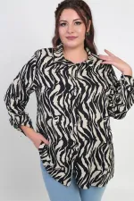 Chemise grande taille pour femme avec manches repliées et motif