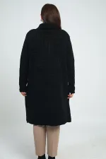 Manteau en maille lycra grande taille pour femme avec poches avant boutonnées