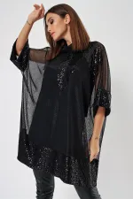 Sequin Detail Mesh Two-Piece Set