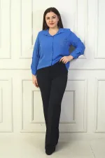 Kadın Beli Lastikli Çımalı Büyük Beden Palazzo Pantolon