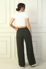 Pantalon palazzo à poches plissées pour femme
