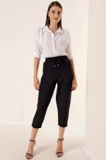 Keten Yıkamalı Beli Kuşaklı Cepli Balon Pantolon