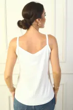 Débardeur femme coupe large à bretelles avec cœur en pierre brodé sur le devant