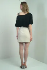 Kadın Kapak Detaylı Kısa Etek