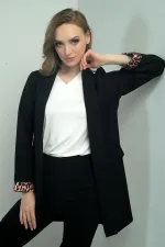 Women's Shawl Collar Leopard Printed Long Sleeve Lycra Jacket