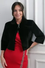 Boléro doublé à col Peter Pan pour femme