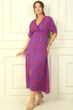 Patterned Double-Breasted Printed Viscose Dress
