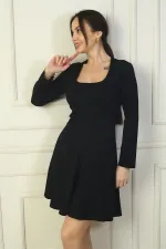 Women's U-Neck Short Crepe Dress