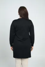 Blouse tunique tricotée grande taille pour femme, avec boutons et fentes latérales